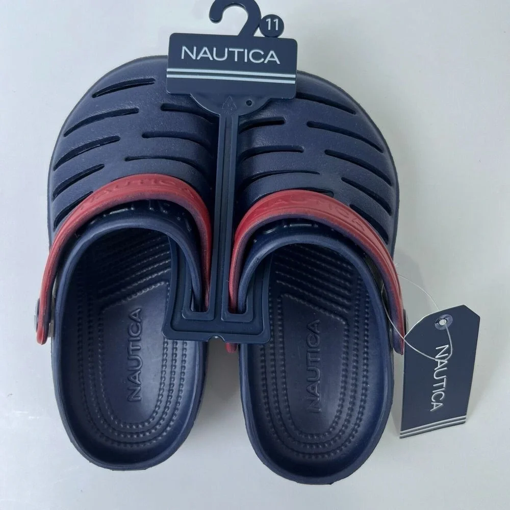 Nautica River Edge Toddler Navy Blue Red Slip On Clog Comfort Shoes Baby Size 11